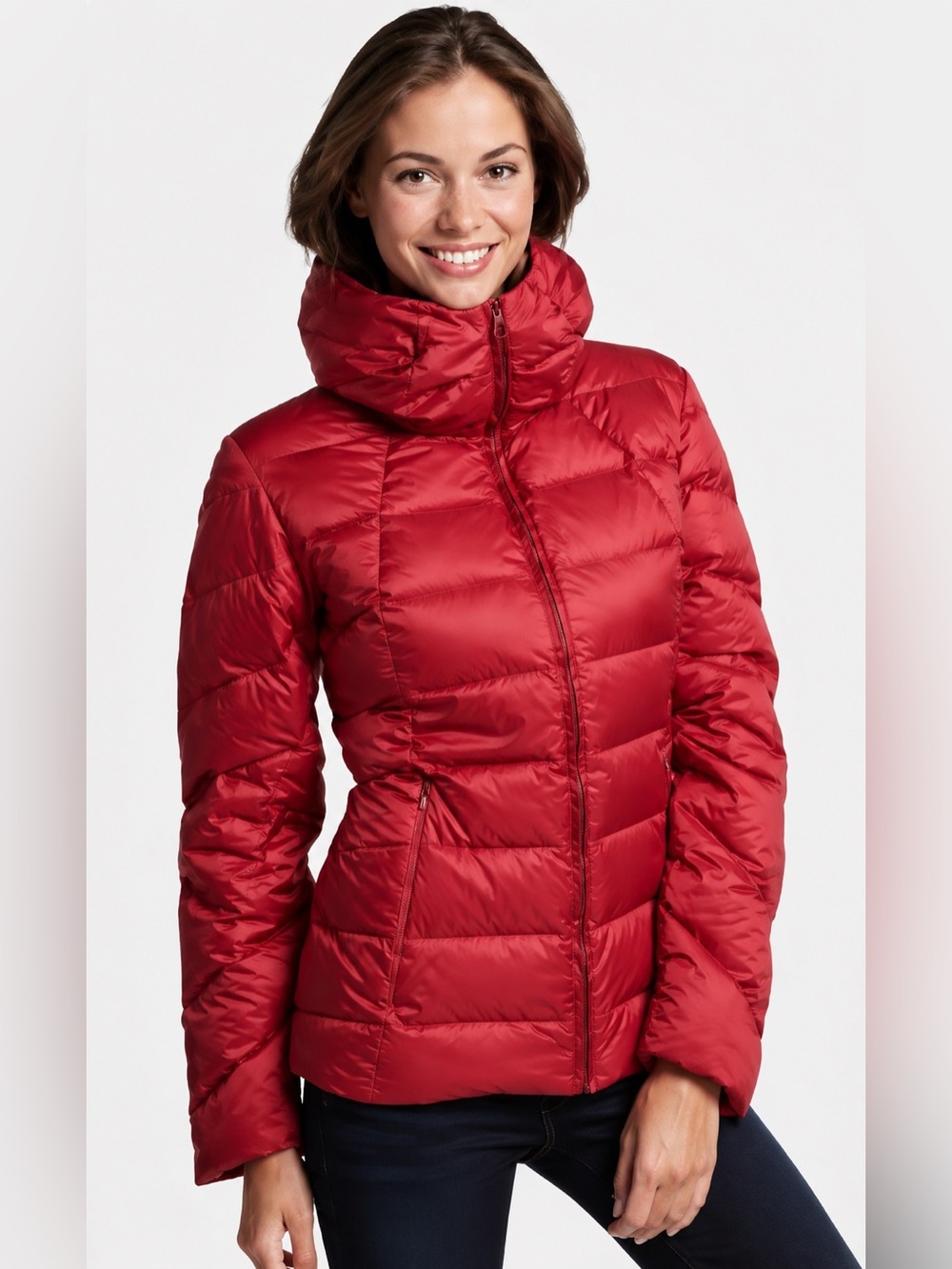 Patagonia Women’s Downtown Loft Down Puffer Jacket Red Hooded Size Small